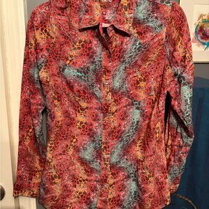 Colorful Abstract Women's Button Down Shirt